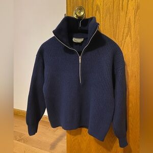 Everlane felted merino half zip sweater size s navy